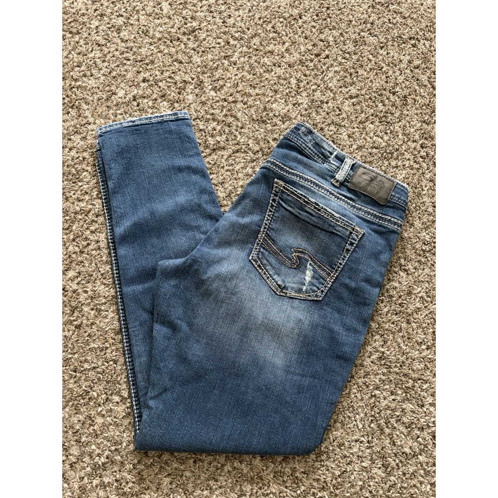 Silver Jeans Girlfriend Super Stretch Women's Size 18 (37x31) Slim Distressed